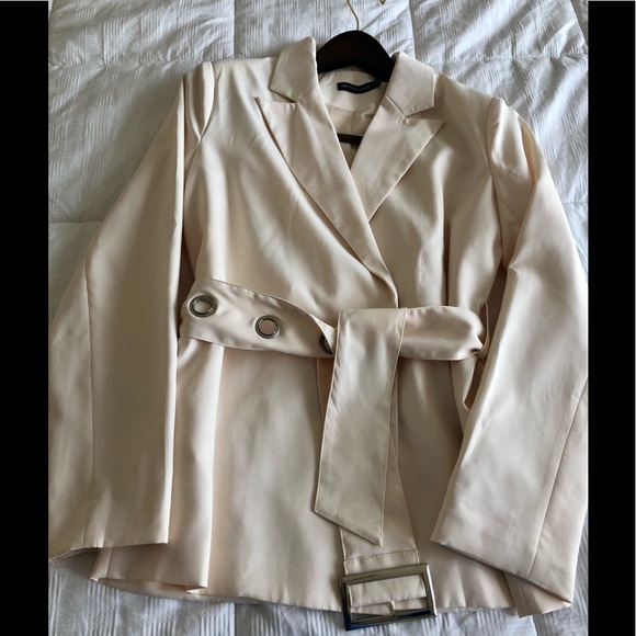 PRETTYLITTLETHING Soft Peach 🍑 Colour Belted Jacket🍑 Long Sleeves - Picture 2 of 13